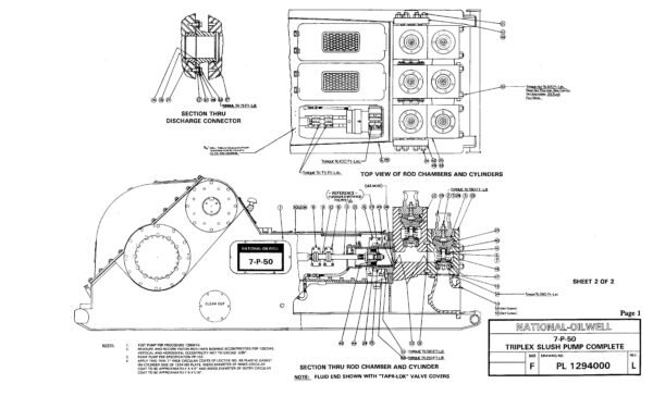 NATIONAL Oil Varco 7-P-50 Triplex Mud Pump Parts Manual List 7P50
