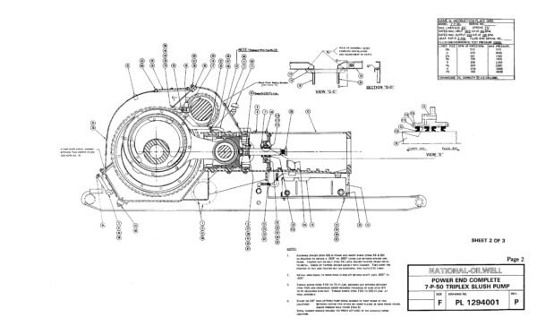 NATIONAL Oil Varco 7-P-50 Triplex Mud Pump Parts Manual List 7P50