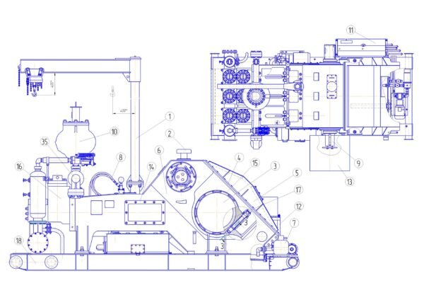 КДС Russia UNBT-1180L1(L2) Triplex Mud Pump Parts List Manual Насос буровой трехпоршневой УНБТ-1180L1 Каталог деталей и сборочных единиц